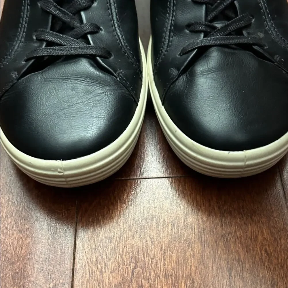 Ecco Women’s Soft 7 Sneaker in Butter Soft Black and Pink Leather, Size 10